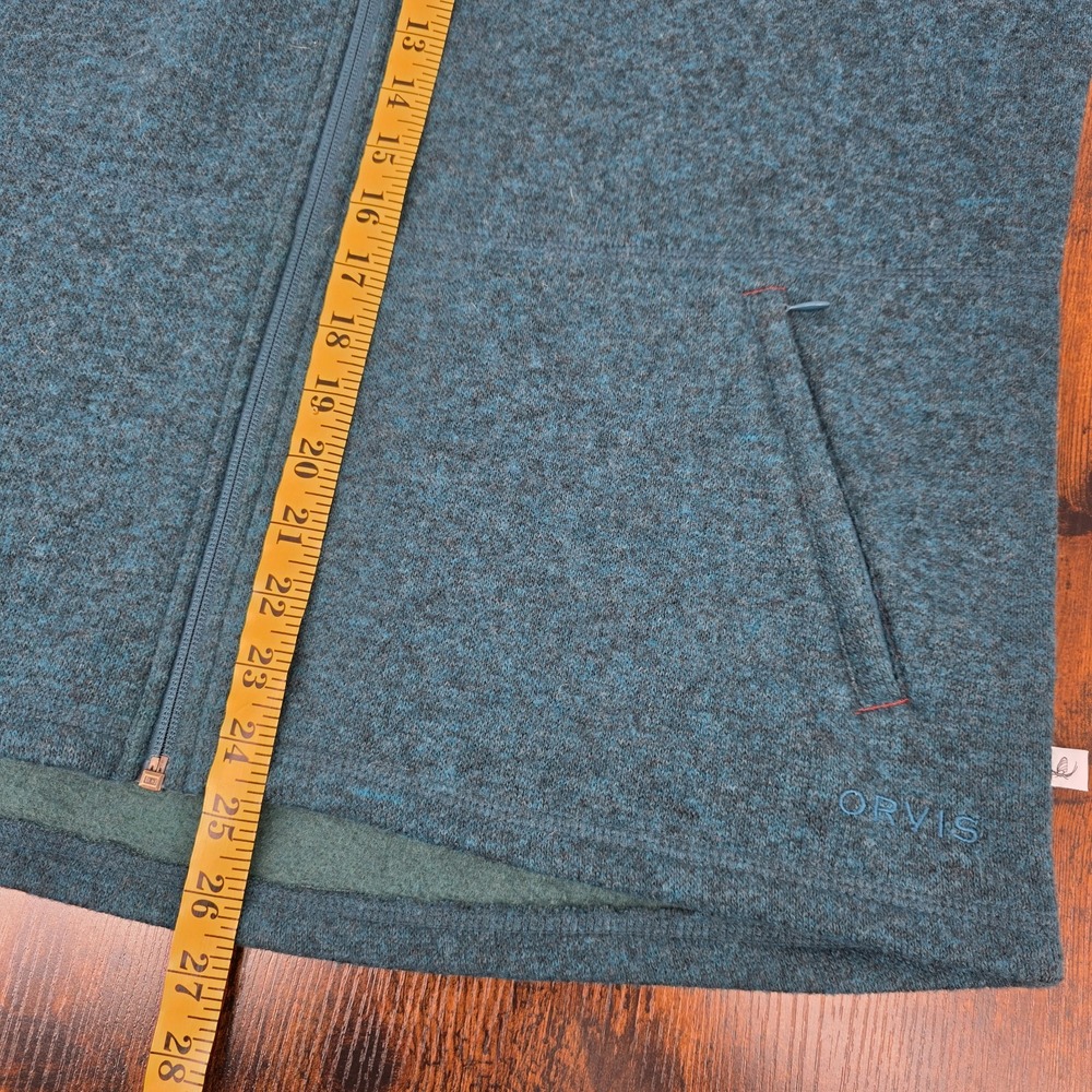 Orvis Wool Blend Vest Blue Aqua Trout Full Zip Pockets Fishing Knit Men's L - Picture 7 of 7